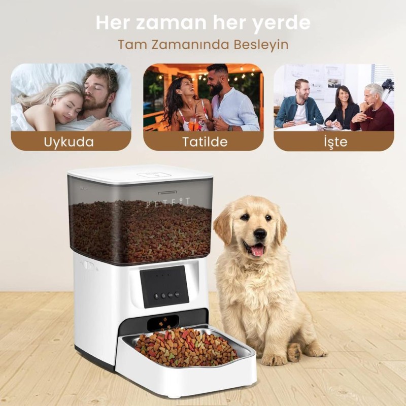 Petfit Elevate X 4L Wi-Fi Akıllı Otomatik Kedi Köpek Mama Kabı Besleme Ünitesi (Sesli Komut+Çelik Kase+APP Kontrol)