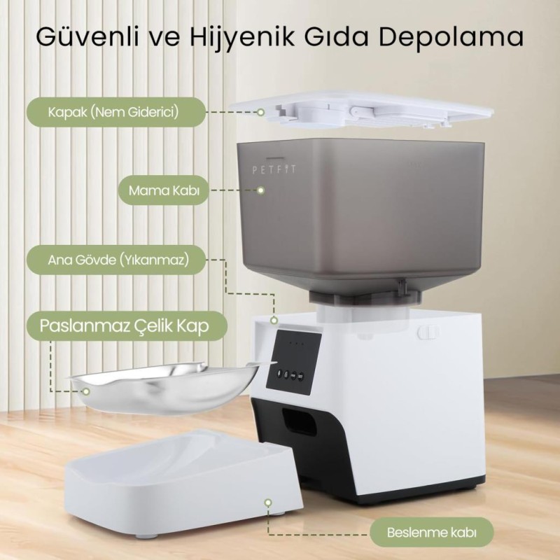 Petfit Elevate X 4L Wi-Fi Akıllı Otomatik Kedi Köpek Mama Kabı Besleme Ünitesi (Sesli Komut+Çelik Kase+APP Kontrol)