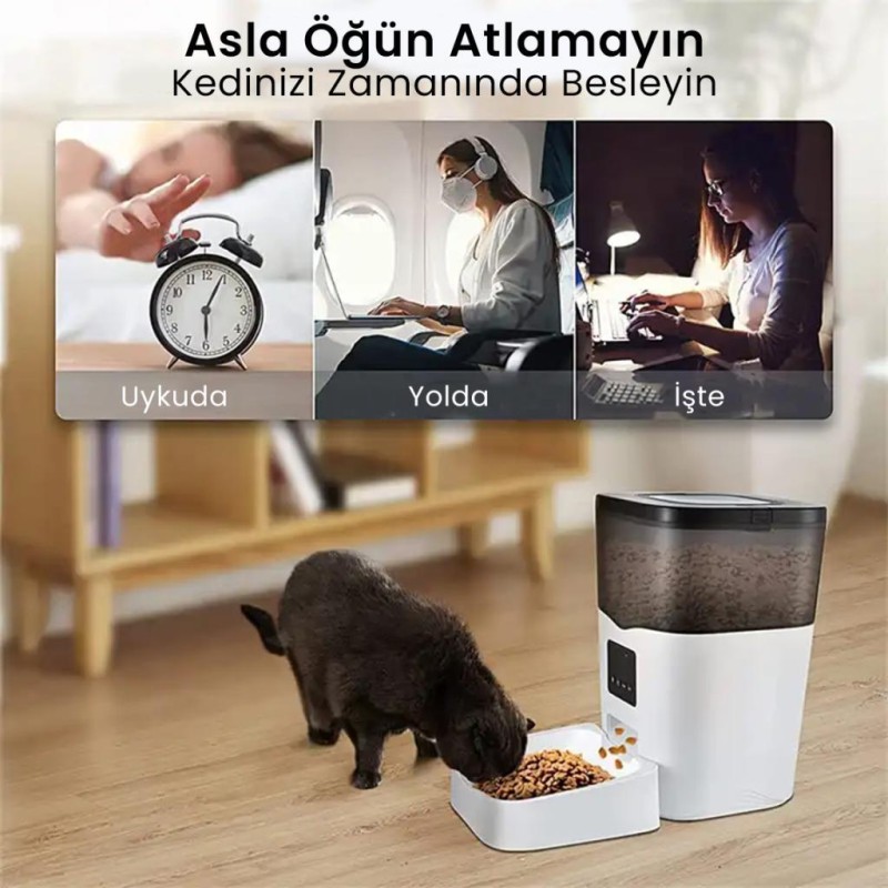Petfit Feline Prime 3L Wi-Fi Kameralı Akıllı Otomatik Kedi Köpek Mama Kabı Besleme Ünitesi (Sesli Komut+Çelik Kase+APP Kontrol)