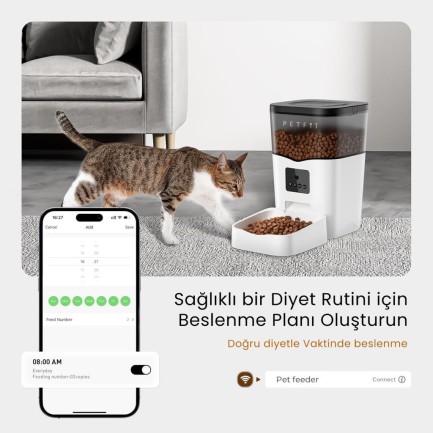 Petfit Feline Prime 3L Wi-Fi Kameralı Akıllı Otomatik Kedi Köpek Mama Kabı Besleme Ünitesi (Sesli Komut+Çelik Kase+APP Kontrol) - Thumbnail