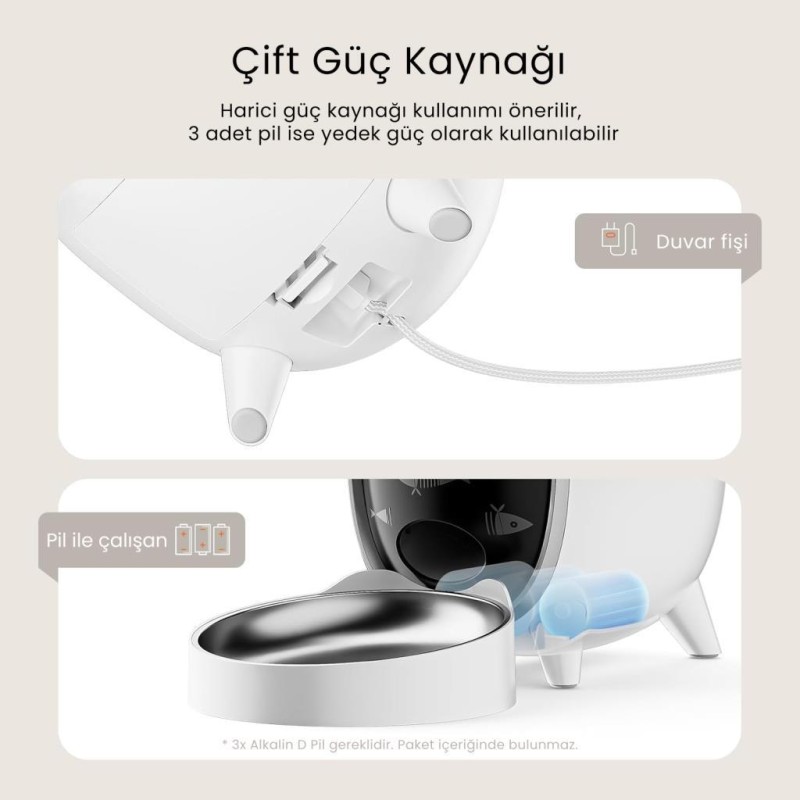 Petfit Meow Pure 3L Wi-Fi Kameralı Akıllı Otomatik Kedi Köpek Mama Kabı Besleme Ünitesi (Sesli Komut+Çelik Kase+APP Kontrol)