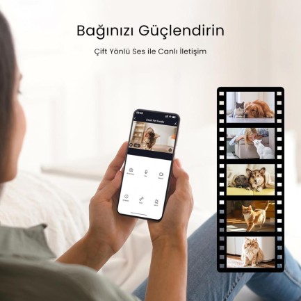 Petfit Meow Pure 3L Wi-Fi Kameralı Akıllı Otomatik Kedi Köpek Mama Kabı Besleme Ünitesi (Sesli Komut+Çelik Kase+APP Kontrol) - Thumbnail