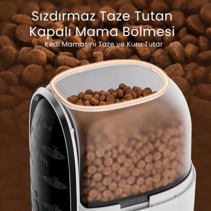 Petfit Meow Pure 3L Wi-Fi Kameralı Akıllı Otomatik Kedi Köpek Mama Kabı Besleme Ünitesi (Sesli Komut+Çelik Kase+APP Kontrol) - Thumbnail