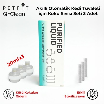 Petfit - Petfit Q-Clean Akıllı Otomatik Kedi Tuvaleti İçin Akıllı Parfüm Şişesi Koku Sıvısı Seti 3 Adet