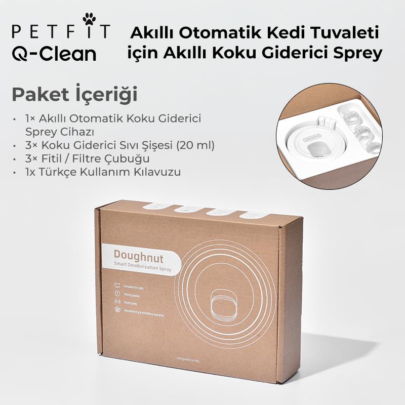 Petfit Q-Clean Akıllı Otomatik Kedi Tuvaleti İçin Akıllı Parfüm Sprey Şişesi + 3 Adet Parfüm Seti