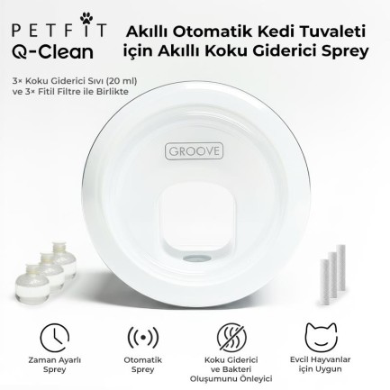 Petfit - Petfit Q-Clean Akıllı Otomatik Kedi Tuvaleti İçin Akıllı Parfüm Sprey Şişesi + 3 Adet Parfüm Seti