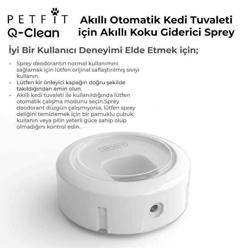 Petfit Q-Clean Akıllı Otomatik Kedi Tuvaleti İçin Akıllı Parfüm Sprey Şişesi + 3 Adet Parfüm Seti