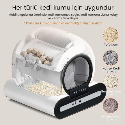 Petfit Ti+ 65L Wi-Fi Akıllı Otomatik Kedi Tuvaleti Kum Kabı Siyah (Ultra Sessiz+APP Kontrol+Akıllı Sensör+UV Filtre) - Thumbnail