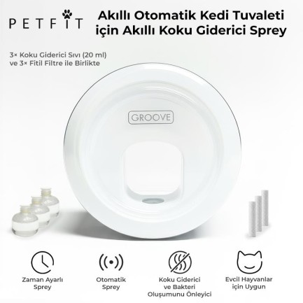Petfit - Petfit Ti+ Akıllı Otomatik Kedi Tuvaleti İçin Akıllı Koku Spreyi Şişesi + 3 Adet Parfüm Seti