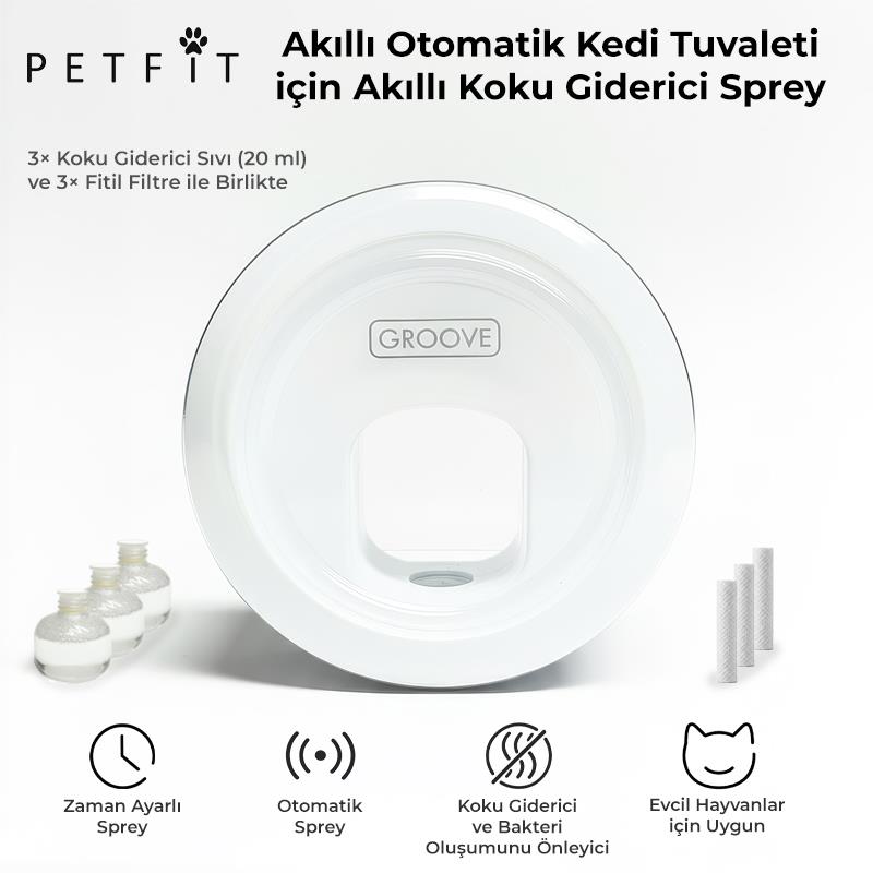 Petfit Ti+ Akıllı Otomatik Kedi Tuvaleti İçin Akıllı Koku Spreyi Şişesi + 3 Adet Parfüm Seti
