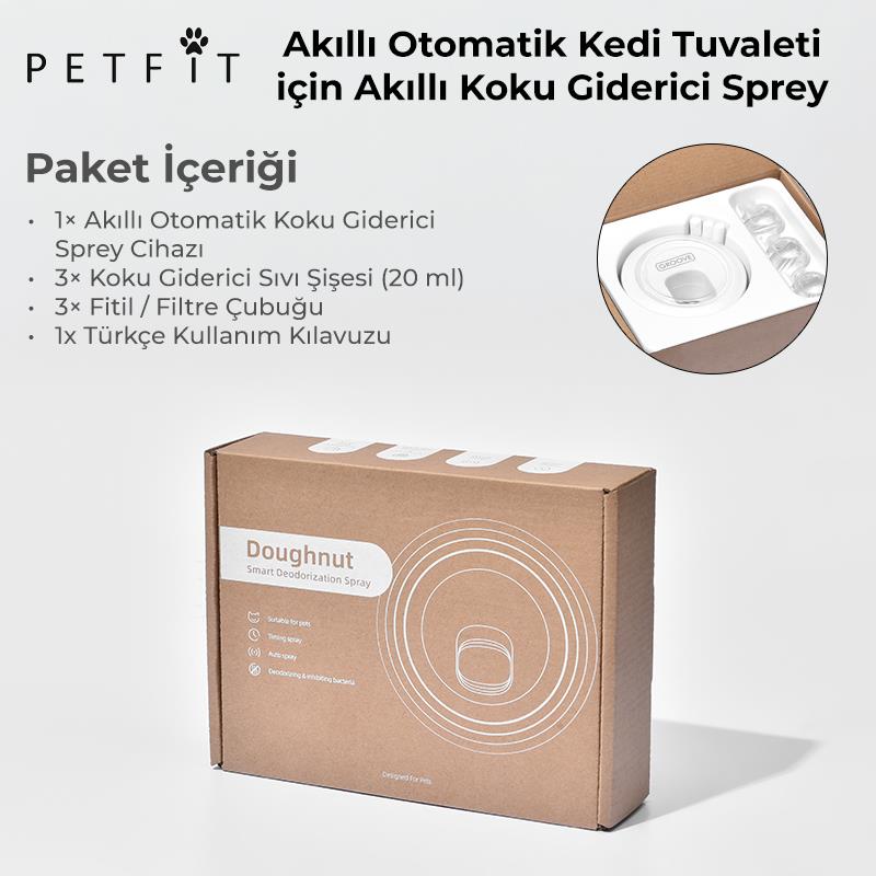 Petfit Ti+ Akıllı Otomatik Kedi Tuvaleti İçin Akıllı Koku Spreyi Şişesi + 3 Adet Parfüm Seti