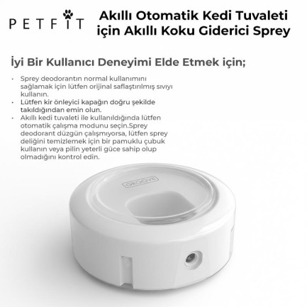 Petfit Ti+ Akıllı Otomatik Kedi Tuvaleti İçin Akıllı Koku Spreyi Şişesi + 3 Adet Parfüm Seti - Thumbnail