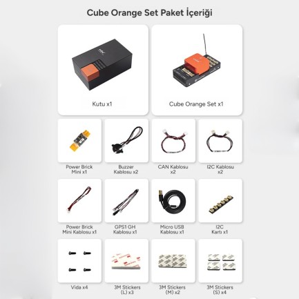 CubePilot Pixhawk The Cube Orange+ (IMU V8) Standard Set Otopilot Sistemi (ADS-B Carrier Board) + HERE3+ CAN GPS / GNSS WITH M8P Combo Set (Distribütör Garantili) - Thumbnail