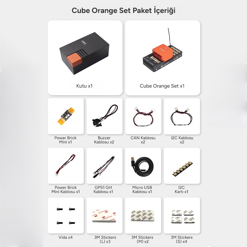 CubePilot Pixhawk The Cube Orange+ (IMU V8) Standard Set Otopilot Sistemi (ADS-B Carrier Board) + HERE3+ CAN GPS / GNSS WITH M8P Combo Set (Distribütör Garantili) 