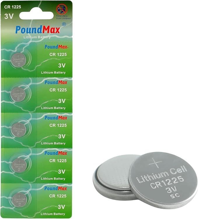 PoundMax 1225 CR1225 DL1225 3 V lityum düğmeli piller (5'li paket)