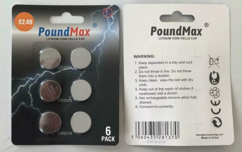 PoundMax Süper Karışık CR2032 CR2025 CR2016 3 V Lityum Düğme Pil (6'lı Paket)