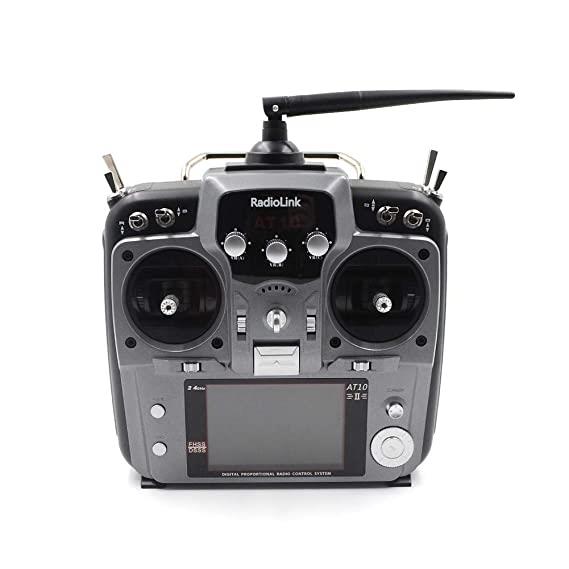 Radiolink AT10II 2.4Ghz 12 Kanal DSSS/FHSS Radio Kontrol Uzaktan Kumanda +R12DS Alıcı+PRM-01 Telemetri Sensörü Gri (4KM Kontrol Mesafesi)
