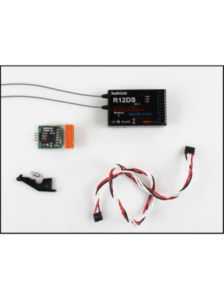 Radiolink AT10II 2.4Ghz 12 Kanal DSSS/FHSS Radio Kontrol Uzaktan Kumanda +R12DS Alıcı+PRM-01 Telemetri Sensörü S-BUS+PPM+PWM Turuncu (4KM Kontrol Mesafesi) - Thumbnail