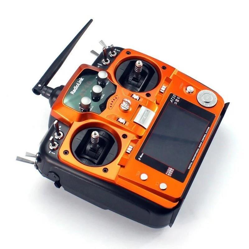Radiolink AT10II 2.4Ghz 12 Kanal DSSS/FHSS Radio Kontrol Uzaktan Kumanda +R12DS Alıcı+PRM-01 Telemetri Sensörü S-BUS+PPM+PWM Turuncu (4KM Kontrol Mesafesi)