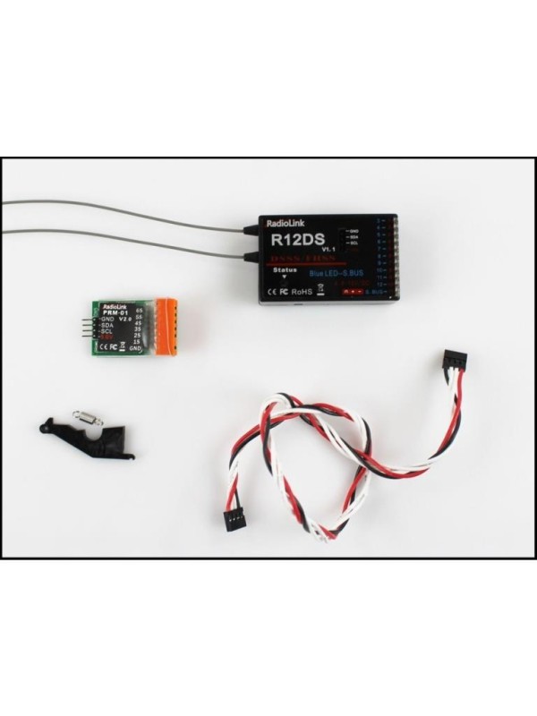 Radiolink AT10II 2.4Ghz 12 Kanal DSSS/FHSS Radio Kontrol Uzaktan Kumanda +R12DS Alıcı+PRM-01 Telemetri Sensörü S-BUS+PPM+PWM Turuncu (4KM Kontrol Mesafesi)