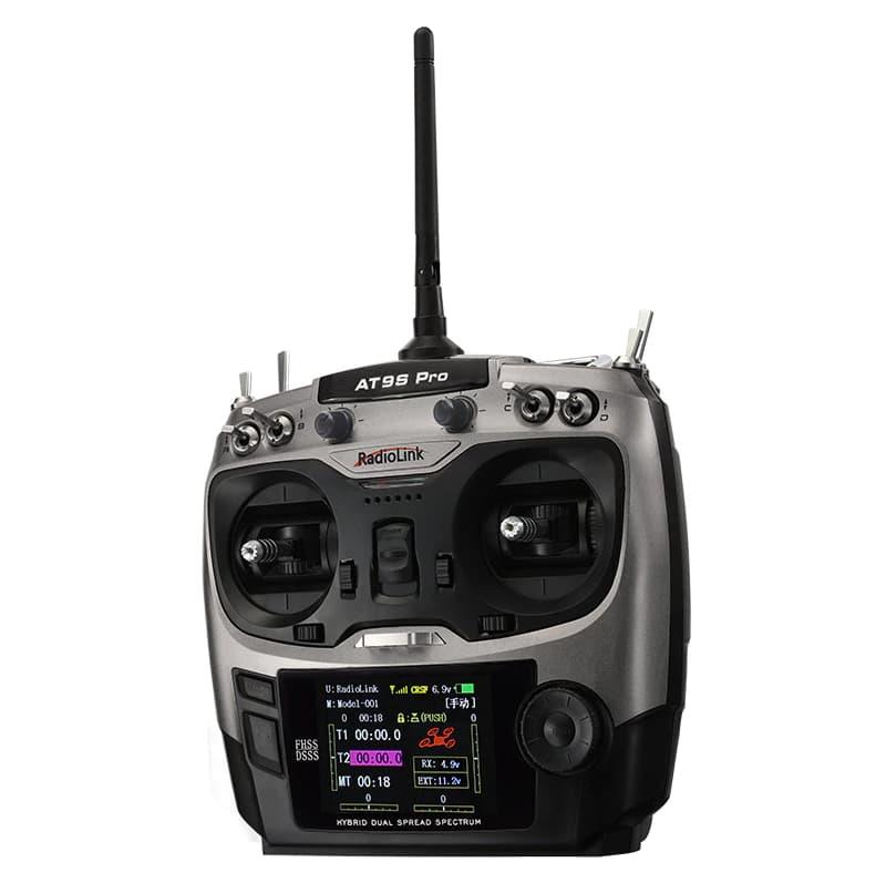 Radiolink AT9S Pro 2.4Ghz 10/12 Kanal DSSS/FHSS Radio Kontrol Uzaktan Kumanda +R9DS Alıcı S-BUS+PPM+PWM w/TBS Crossfire Gümüş (3.4KM Kontrol Mesafesi)