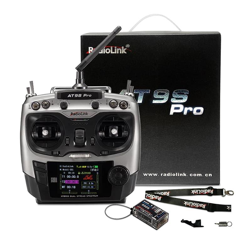 Radiolink AT9S Pro 2.4Ghz 10/12 Kanal DSSS/FHSS Radio Kontrol Uzaktan Kumanda +R9DS Alıcı S-BUS+PPM+PWM w/TBS Crossfire Gümüş (3.4KM Kontrol Mesafesi)