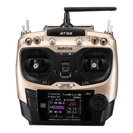 Radiolink - Radiolink AT9S Pro 2.4Ghz 10/12 Kanal DSSS/FHSS Radio Kontrol Uzaktan Kumanda +R9DS Alıcı w/TBS Crossfire Altın (3.4KM Kontrol Mesafesi)