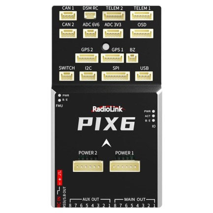 Radiolink - Radiolink PIX6 16 Kanal Pixhawk Uçuş Kontrol Kartı Flight Controller Otopilot Sistemi +BEC