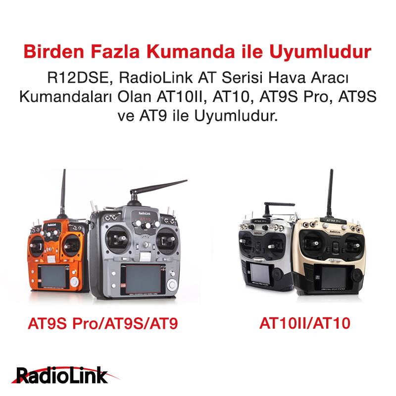 Radiolink R12DSE Mini 12 Kanal Uzaktan Kumanda Alıcısı Telemetry Receiver w/PPM+S-BUS (AT9&AT9S&AT10&AT10II İle Uyumludur)