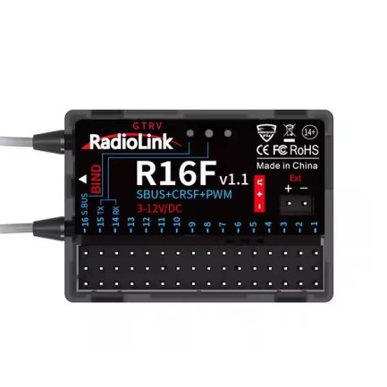 Radiolink - Radiolink R16F 16 Kanal Uzaktan Kumanda Alıcısı Dual Antenna Receiver w/2-Way Transmission Telemetry S-BUS+PPM+PWM