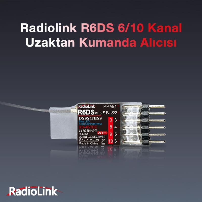 Radiolink R6DS 10 Kanal Uzaktan Kumanda Alıcısı Receiver PWM+PPM&S-BUS (AT9&AT9S&AT10&AT10II İle Uyumludur)