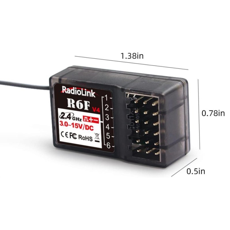 Radiolink R6F 6 Kanal Uzaktan Kumanda Alıcısı (RC6GS,RC4GS,T8FB,T8S İle Uyumludur)