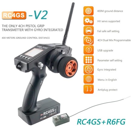 Radiolink RC4GS V3 2.4Ghz 5 Kanal Uzaktan Kumanda Radio Kontrol +6 Kanal R6FG Gyro Alıcı (400 Metre Kontrol Mesafesi) - Thumbnail