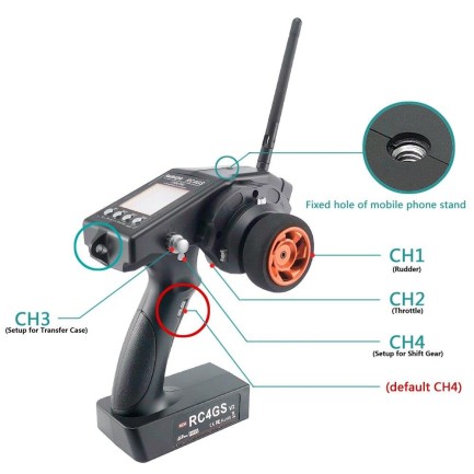 Radiolink RC4GS V3 2.4Ghz 5 Kanal Uzaktan Kumanda Radio Kontrol +6 Kanal R6FG Gyro Alıcı (400 Metre Kontrol Mesafesi) - Thumbnail