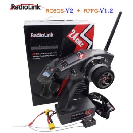 Radiolink RC6GS V2 2.4Ghz Uzaktan Kumanda Radio Kontrol & R7FG Alıcı & Bileklik Aparatı ( 600 Metre Kontrol Mesafesi ) - Thumbnail