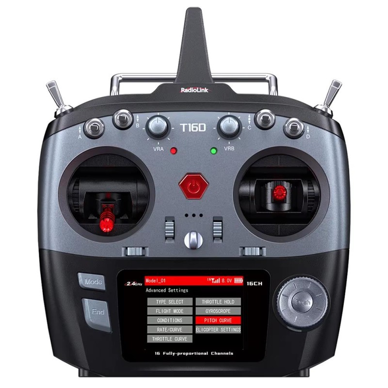 Radiolink T16D 2.4Ghz 16 Kanal Radio Kontrol Uzaktan Kumanda +R16F Alıcı PWM+S-BUS+PPM ELRS,Crossfire Destekli (Çanta Dahil)