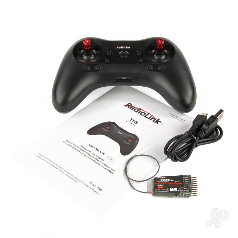 Radiolink T8S BT Bluetooth 2.4Ghz 8 Kanal Radio Kontrol Uzaktan Kumanda +R8EF Alıcı PPM,PWM,S-BUS Destekli (Dahili Batarya+Uygulama Desteği)