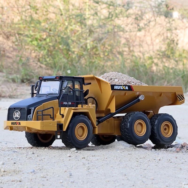 HUINA 1568 1/24 Yüksek Kalite 9CH RC Model Damperli Kamyon Uzaktan Kumandali Çok Fonksiyonlu İş Makinası - 2.4G Sesli & Işıklı