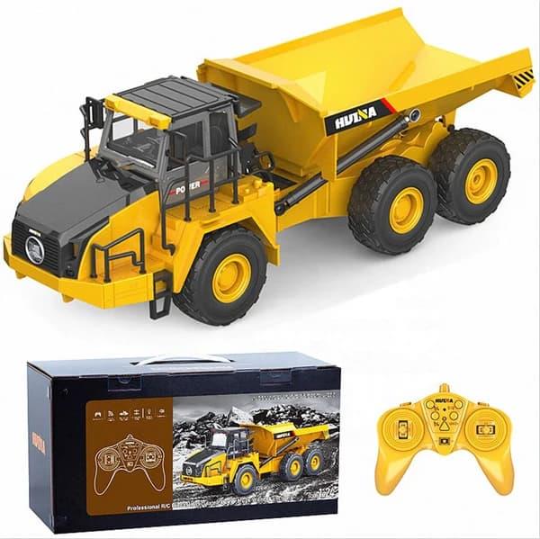HUINA 1568 1/24 Yüksek Kalite 9CH RC Model Damperli Kamyon Uzaktan Kumandali Çok Fonksiyonlu İş Makinası - 2.4G Sesli & Işıklı