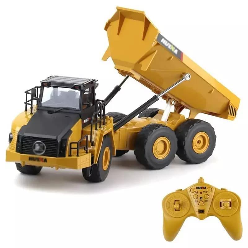 HUINA 1568 1/24 Yüksek Kalite 9CH RC Model Damperli Kamyon Uzaktan Kumandali Çok Fonksiyonlu İş Makinası - 2.4G Sesli & Işıklı