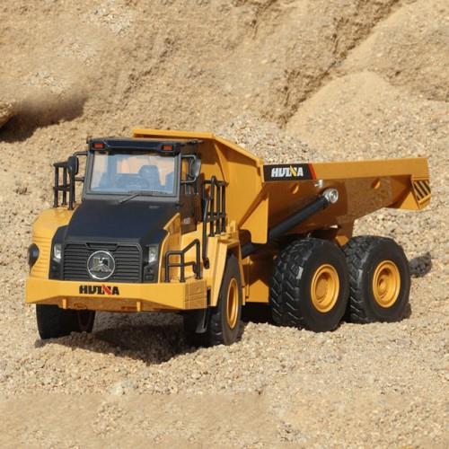 HUINA 1568 1/24 Yüksek Kalite 9CH RC Model Damperli Kamyon Uzaktan Kumandali Çok Fonksiyonlu İş Makinası - 2.4G Sesli & Işıklı
