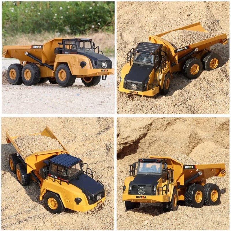 HUINA 1568 1/24 Yüksek Kalite 9CH RC Model Damperli Kamyon Uzaktan Kumandali Çok Fonksiyonlu İş Makinası - 2.4G Sesli & Işıklı