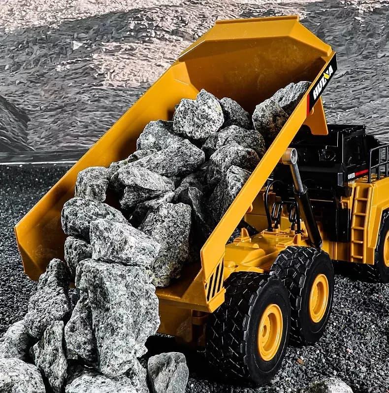 HUINA 1568 1/24 Yüksek Kalite 9CH RC Model Damperli Kamyon Uzaktan Kumandali Çok Fonksiyonlu İş Makinası - 2.4G Sesli & Işıklı