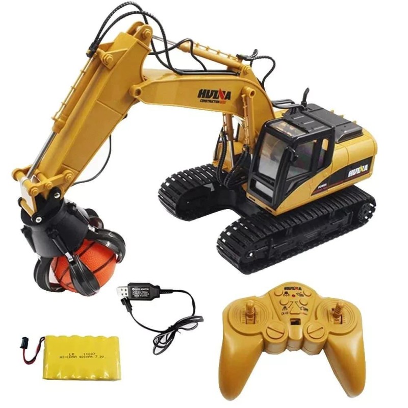 HUINA 1571 1/14 Yüksek Kalite 15CH RC Model Grabber Paletli Ekskavatör Kavrayıcı Kollu Uzaktan Kumandali İş Makinesi -2.4G Sesli&Işıklı