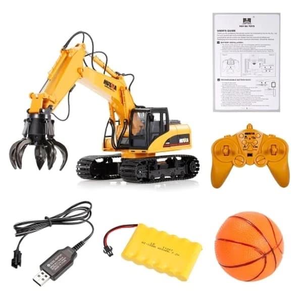 HUINA 1571 1/14 Yüksek Kalite 15CH RC Model Grabber Paletli Ekskavatör Kavrayıcı Kollu Uzaktan Kumandali İş Makinesi -2.4G Sesli&Işıklı