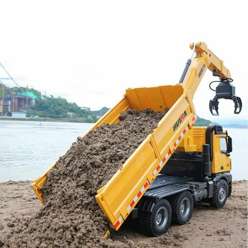 HUINA 1575 1/14 Yüksek Kalite 26 Kanal RC Model Tutma Kollu Kepçeli Damperli Kamyon Uzaktan Kumandali Çok Fonksiyonlu İş Makinası - 2.4G Sesli & Işıklı