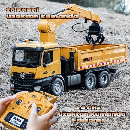 HUINA 1575 1/14 Yüksek Kalite 26 Kanal RC Model Tutma Kollu Kepçeli Damperli Kamyon Uzaktan Kumandali Çok Fonksiyonlu İş Makinası - 2.4G Sesli & Işıklı - Thumbnail