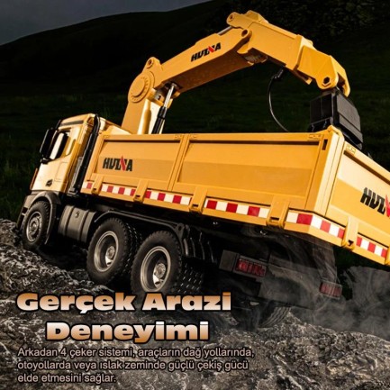 HUINA 1575 1/14 Yüksek Kalite 26 Kanal RC Model Tutma Kollu Kepçeli Damperli Kamyon Uzaktan Kumandali Çok Fonksiyonlu İş Makinası - 2.4G Sesli & Işıklı - Thumbnail
