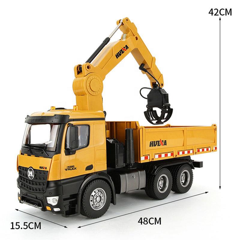 HUINA 1575 1/14 Yüksek Kalite 26 Kanal RC Model Tutma Kollu Kepçeli Damperli Kamyon Uzaktan Kumandali Çok Fonksiyonlu İş Makinası - 2.4G Sesli & Işıklı