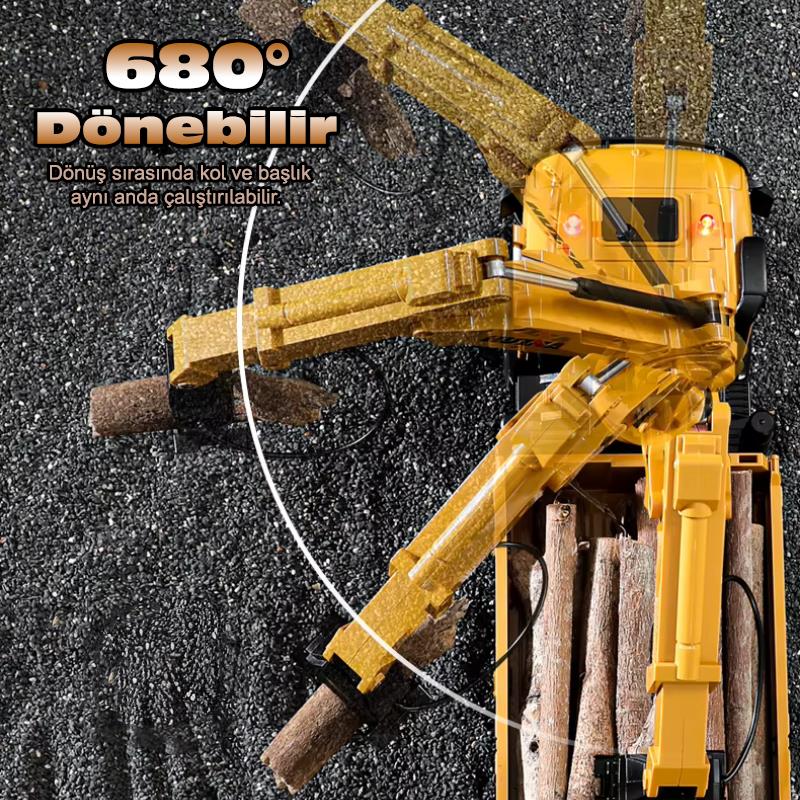HUINA 1575 1/14 Yüksek Kalite 26 Kanal RC Model Tutma Kollu Kepçeli Damperli Kamyon Uzaktan Kumandali Çok Fonksiyonlu İş Makinası - 2.4G Sesli & Işıklı